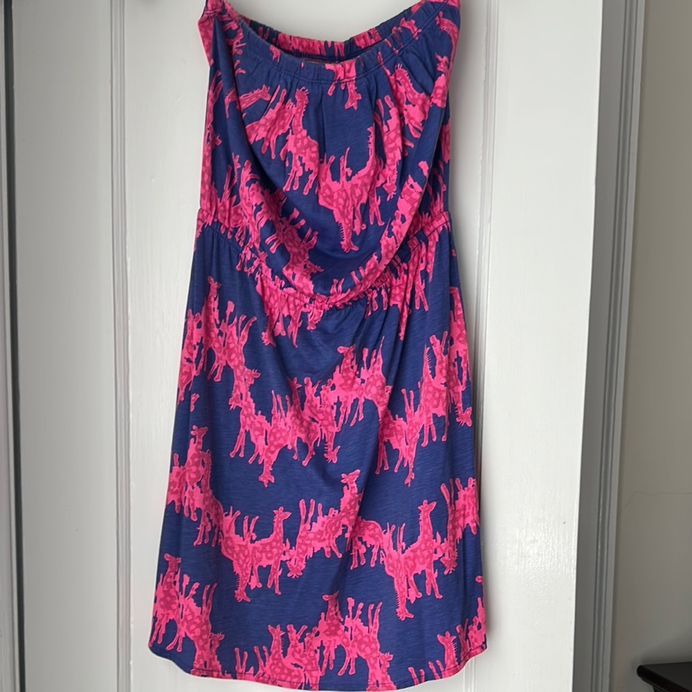 Lily Pulitzer Giraffe 🦒 Pink and Blue Strapless Dress XS
